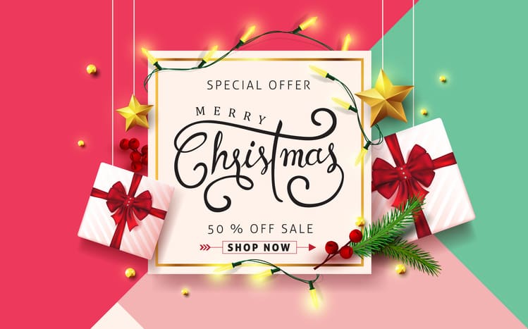 A sign that says Christmas Special 50% off