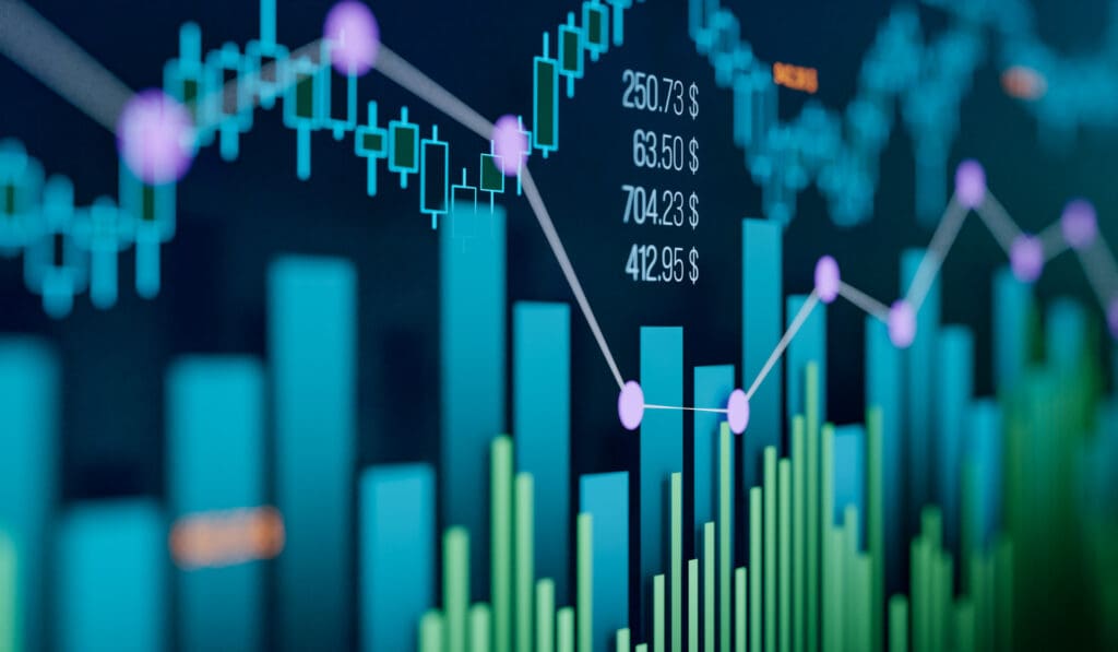 Close up of a graph with business data