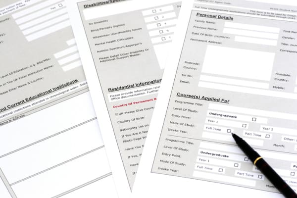 A paper version of a college application