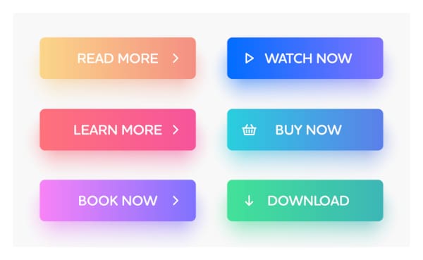 Examples of CTA buttons like Read More, Book Now, and Download